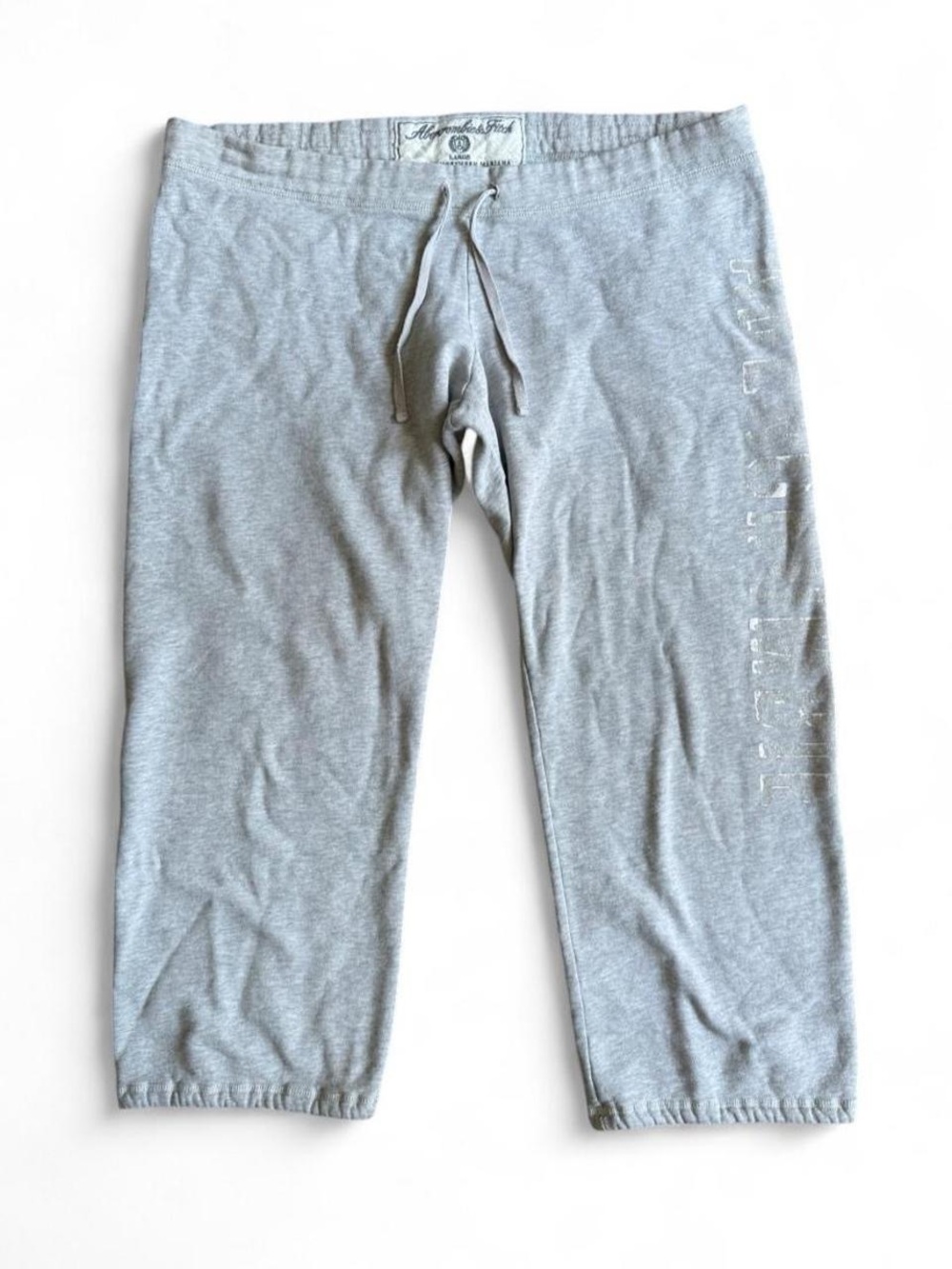 Vintage Abercrombie & Fitch Light Gray Cropped Drawstring Sweatpants